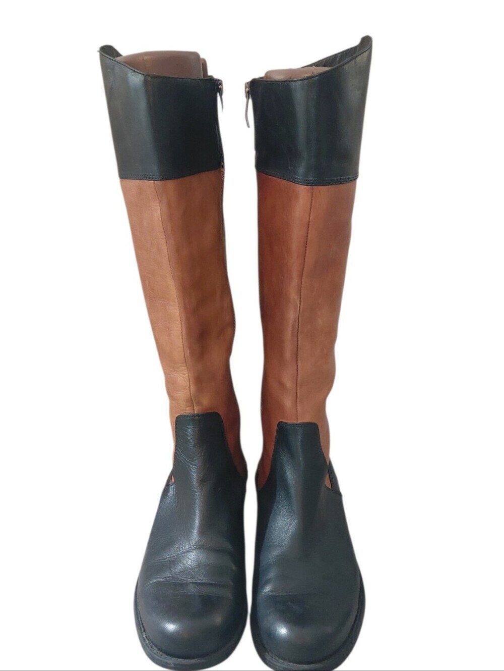 Vince Camuto Two-Tone Black & Brown Knee-High Riding Boots Size 8.5 - Picture 3 of 12